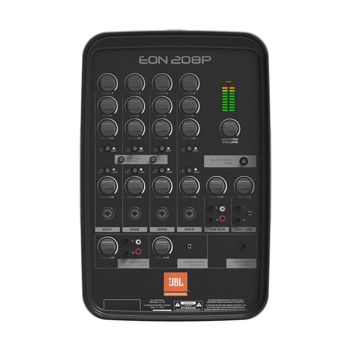 JBL Professional EON208P Portable All-in-One 2-way PA System with 8-Channel Mixer and Bluetooth, Black