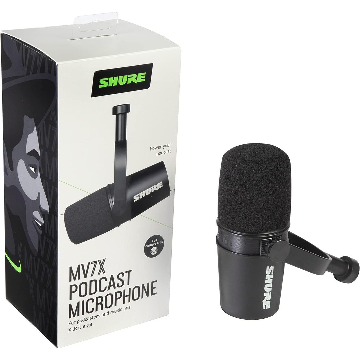 Shure MV7X XLR Podcast Microphone - Pro Quality Dynamic Mic for Podcasting & Vocal Recording, Voice-Isolating Technology, All Metal Construction, Mic Stand Compatible, Optimized Frequency - Black