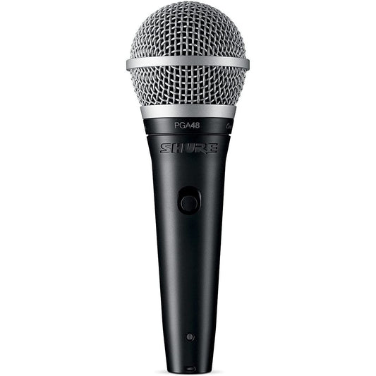 Shure PGA48 Dynamic Microphone - Handheld Mic for Vocals with Cardioid Pick-up Pattern, Discrete On/Off Switch, 3-pin XLR Connector, 15' XLR-to-XLR Cable, Stand Adapter and Zipper Pouch (PGA48-XLR)