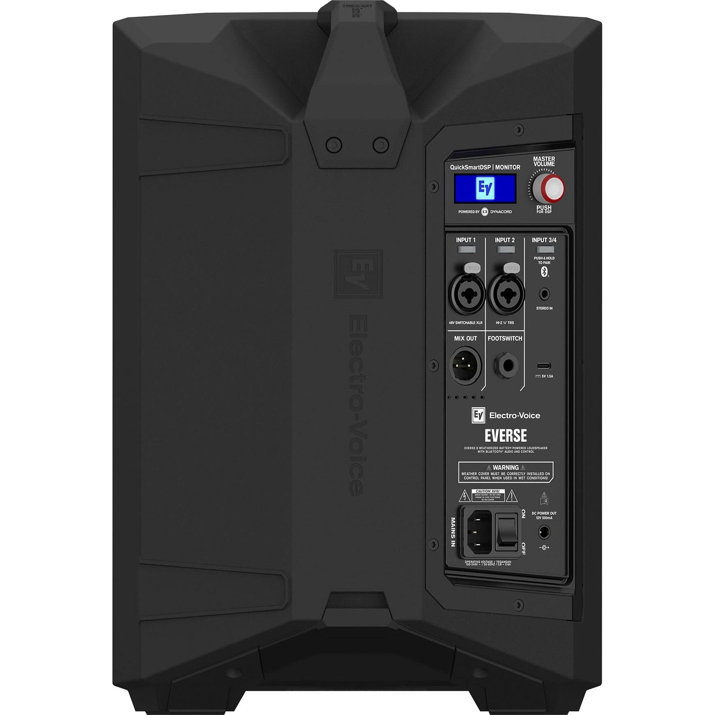 Electro-Voice EVERSE 8 8" 2-Way Battery Powered Loudspeaker with Bluetooth, Automatic Feedback Suppression, and Music Ducking, Black