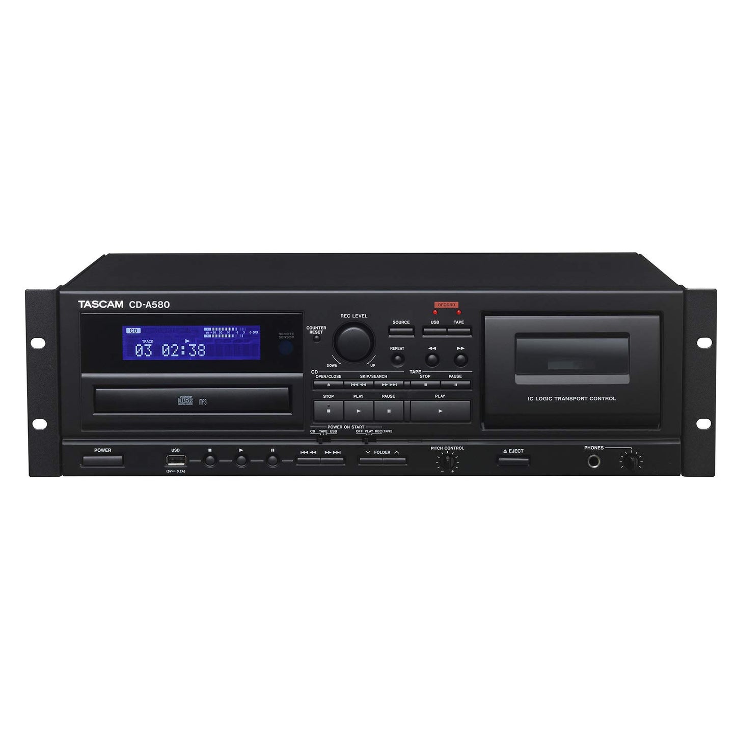 Tascam CD-A580 Rackmount Cassette/CD/USB MP3 Player Recorder Combo