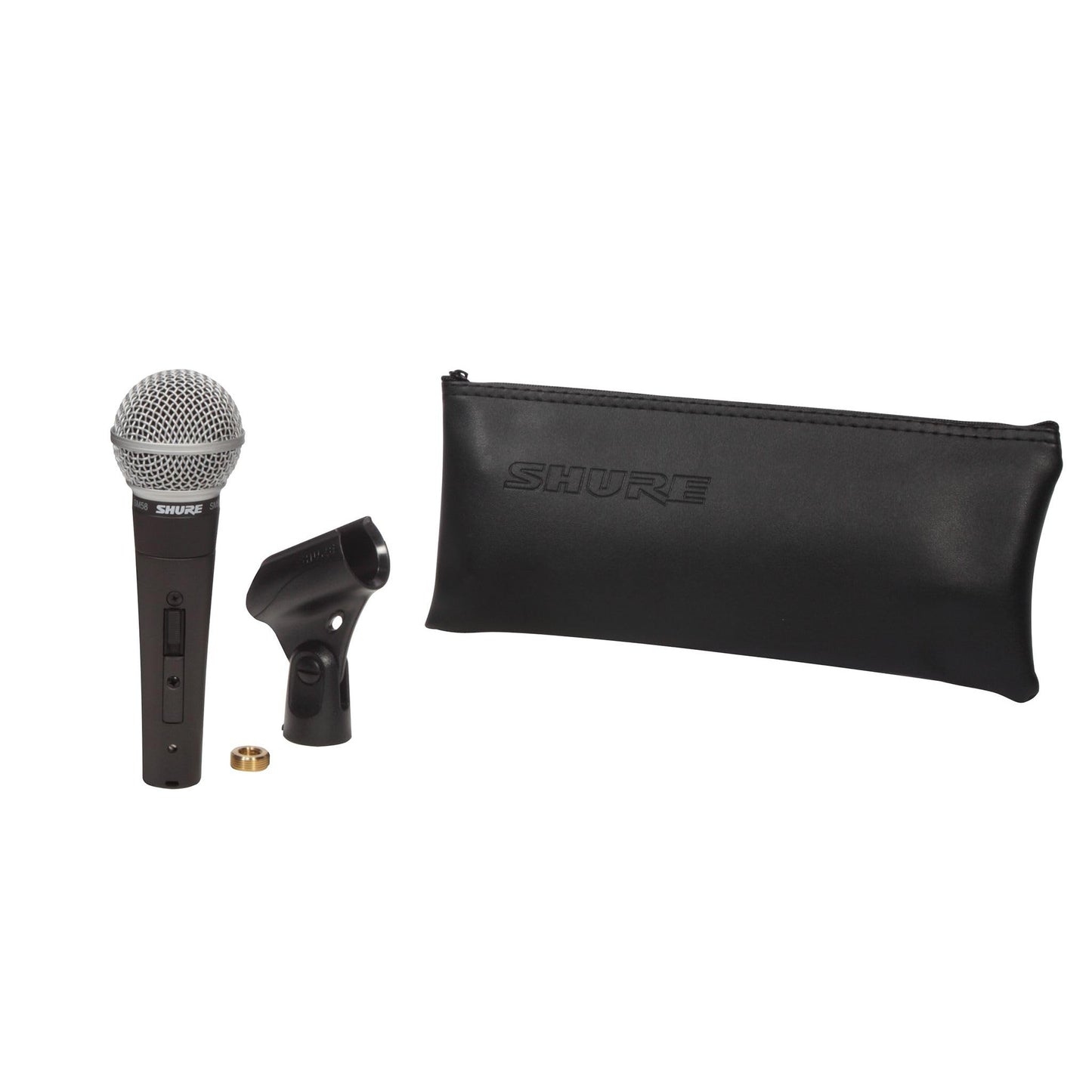 Shure SM58S Cardioid Dynamic Vocal Microphone with On/Off Switch, Pneumatic Shock Mount, Spherical Mesh Grille with Built-in Pop Filter, A25D Mic Clip, Storage Bag, 3-pin XLR Connector