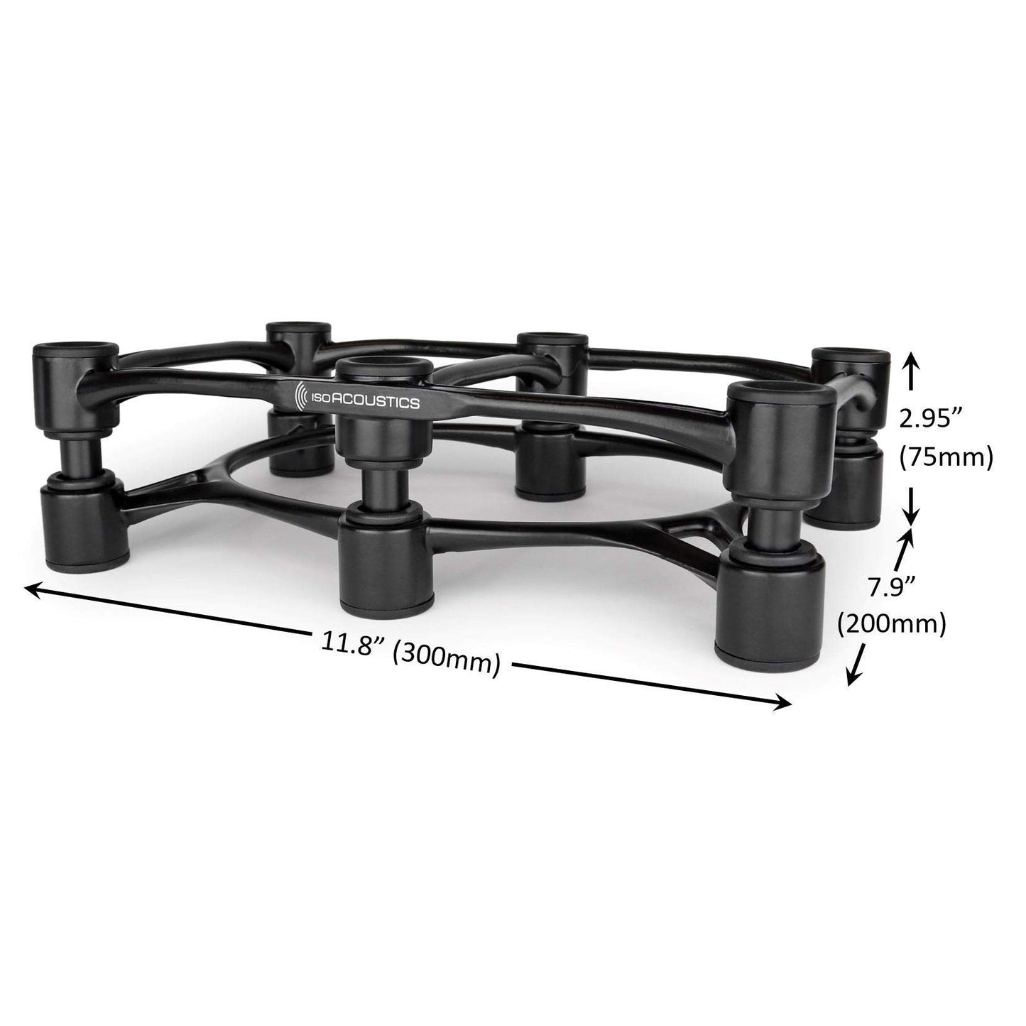 IsoAcoustics Aperta Series Isolation Speaker Stands with Tilt Adjustment: Aperta300 (11.8" x 7.9") Black (Single)