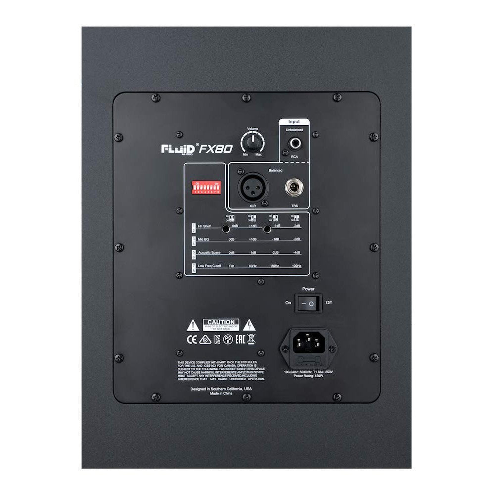 Fluid Audio FX80 Black : 8" Single Point Source Coax Reference Monitor, Bi-Amplified 110w 35Hz - 22kHz (+/-3db)