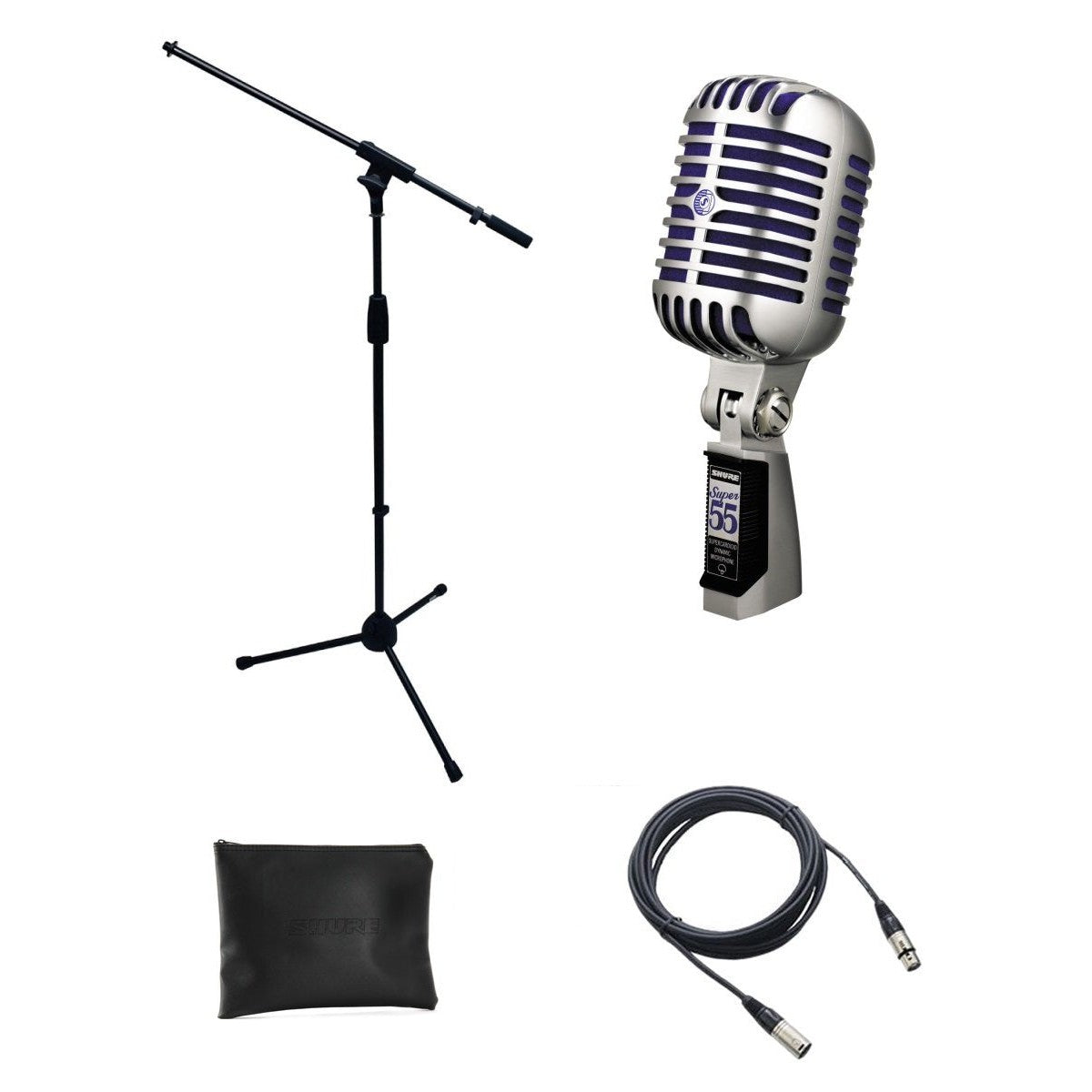 Shure Super 55 Microphone Bundle with Mic Boom Stand and XLR Cable