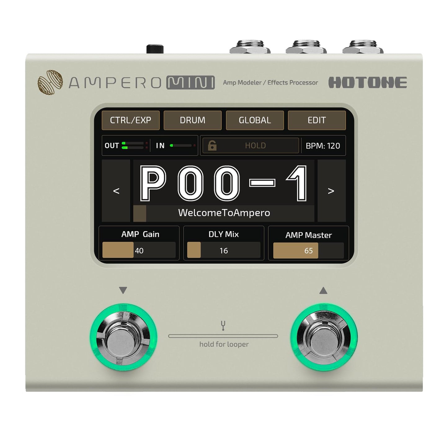 HOTONE Ampero Mini MP50VN + Ampero FS-1 Dual Footswitch Bundle - Guitar Multi Effects Processor Touch Screen Modeling IR Cabinets (Guitar effects bundle)