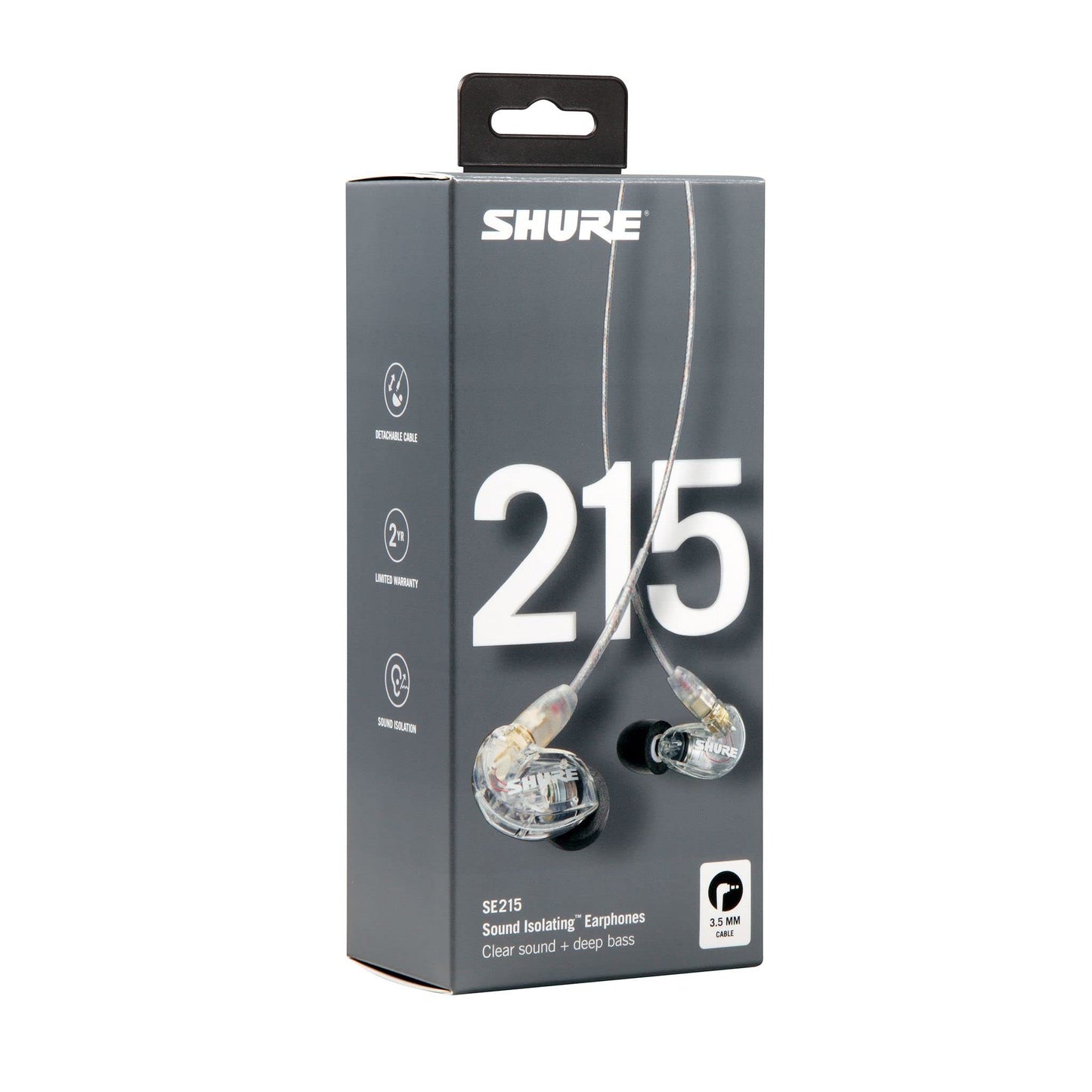 Shure SE215 PRO Wired Earbuds - Professional Sound Isolating Earphones, Clear Sound & Deep Bass, Single Dynamic MicroDriver, Secure Fit in Ear Monitor, plus Carrying Case & Fit Kit - Clear (SE215-CL)