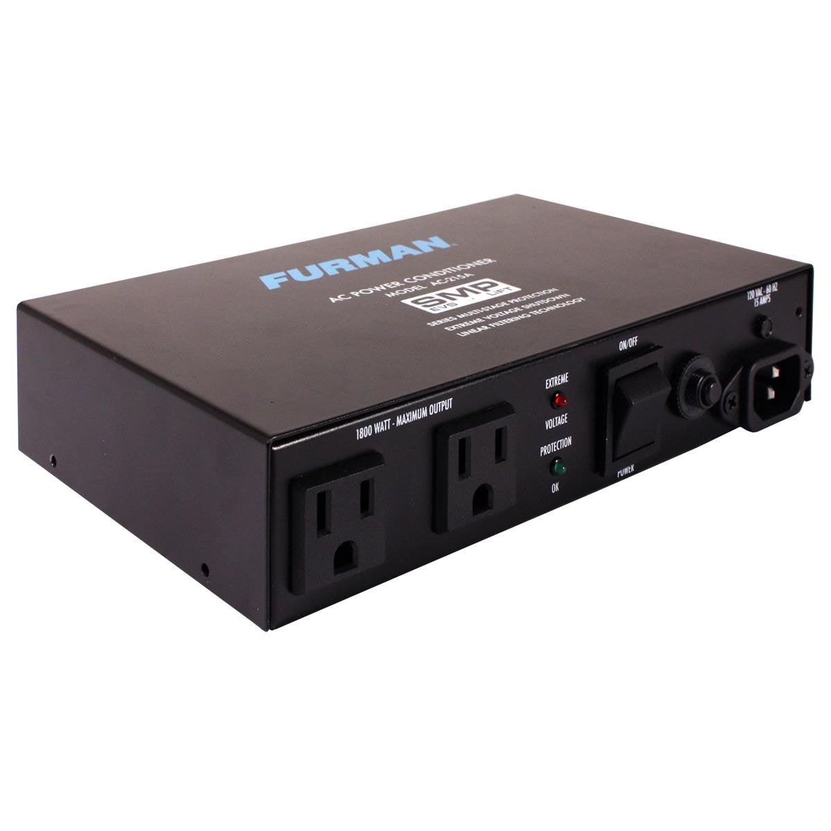 Furman AC-215A Compact Power Conditioner with Auto-Resetting Voltage Protection - Black