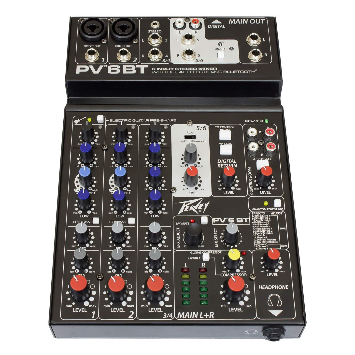 Peavey PV 6 BT 6 Channel Compact Mixer with Bluetooth