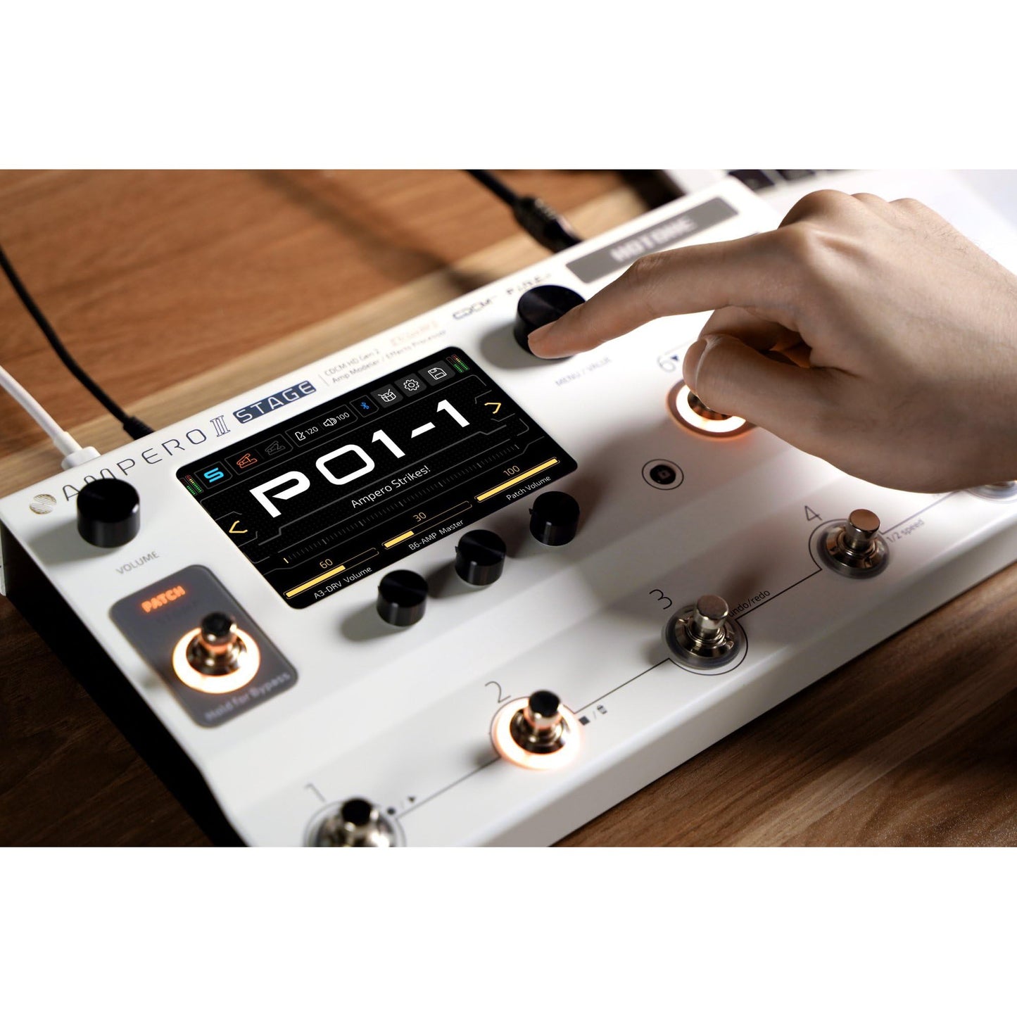 HOTONE Multi-Effects Pedal Processor Touch Screen Guitar Bass Amp Modeling IR Cabinets Simulation Dual Effect Chains with FX Loop MIDI I/O Stereo OTG USB Audio Interface Ampero II Stage