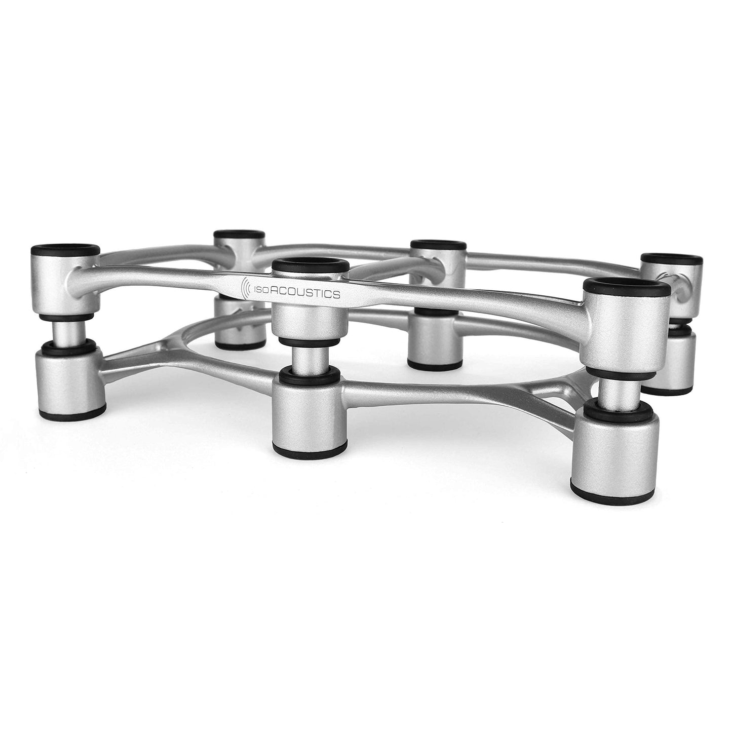 IsoAcoustics Aperta Series Isolation Speaker Stands with Tilt Adjustment: Aperta300 (11.8" W x 7.9" D) Silver (Single)