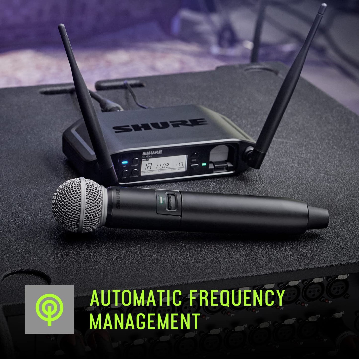 Shure GLXD24+/SM58 Dual Band Pro Digital Wireless Microphone System for Church, Karaoke, Vocals - 12-Hour Battery Life, 100 ft Range | SM58 Handheld Vocal Mic, Single Channel Receiver