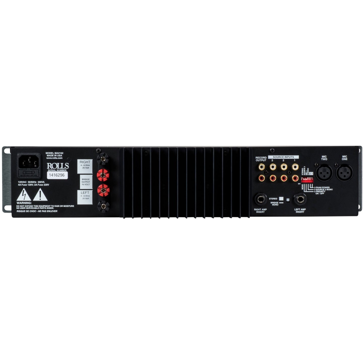 Rolls MA2152 70V, 100W per Channel Mixer/Amplifier