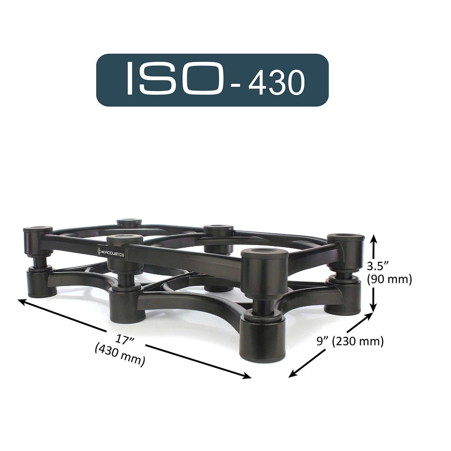 IsoAcoustics Iso-Stand Series Speaker Isolation Stands with Tilt Adjustment: Iso-430 (17" x 9") Single