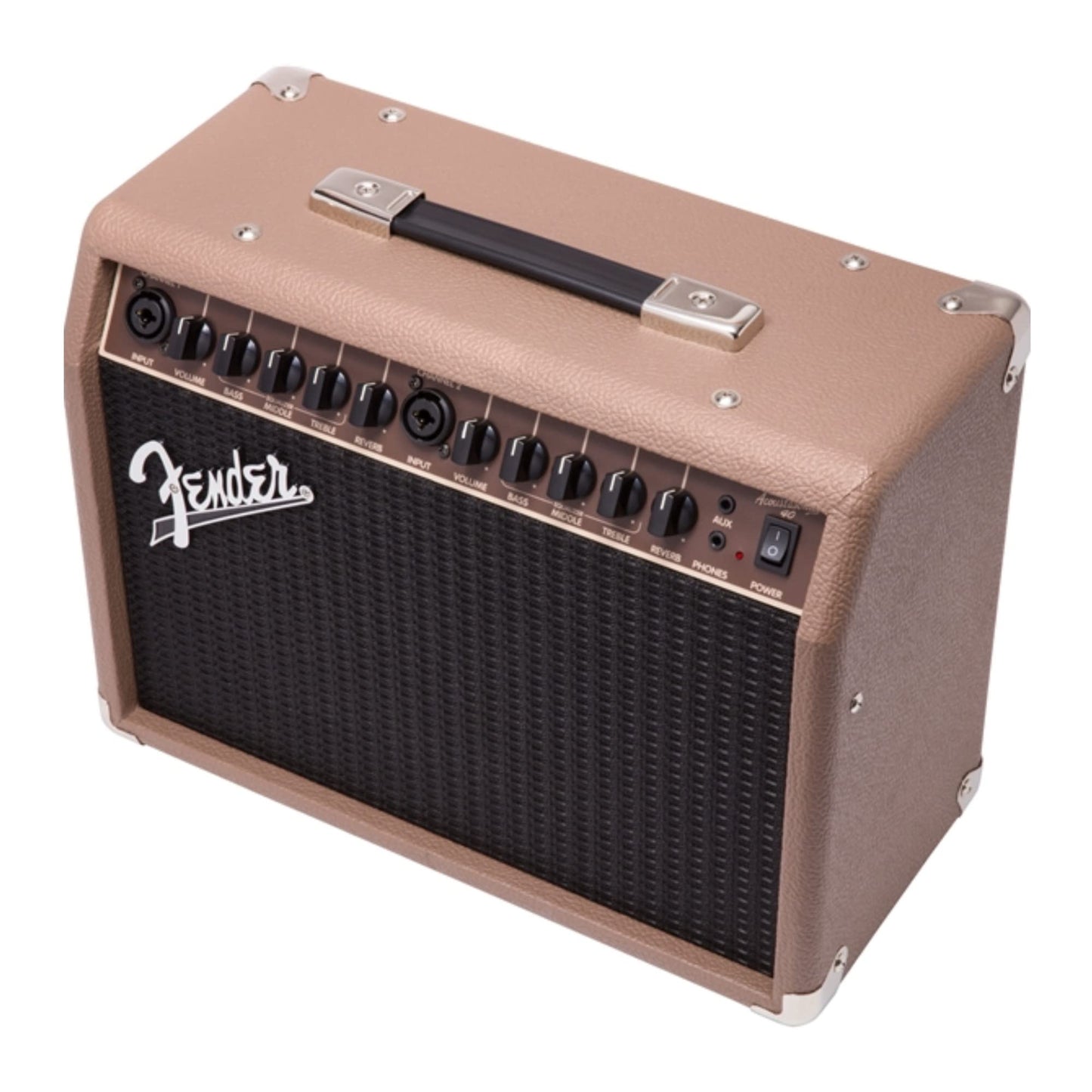 Fender Acoustasonic Guitar Amp for Acoustic Guitar, 40 Watts, with 2-Year Warranty 2x6.5 Inch Speakers, Chorus Effect, Dual Front-panel Inputs, 9.8Dx17.6Wx15.5H Inches, Brown/Wheat