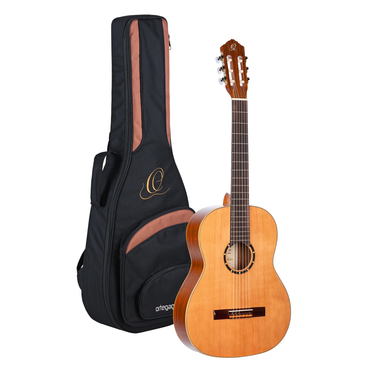 Ortega Guitars 6 String Family Series Full Size Nylon Classical Guitar w/Bag, Right, Cedar Top-Natural-Gloss, (R122G)