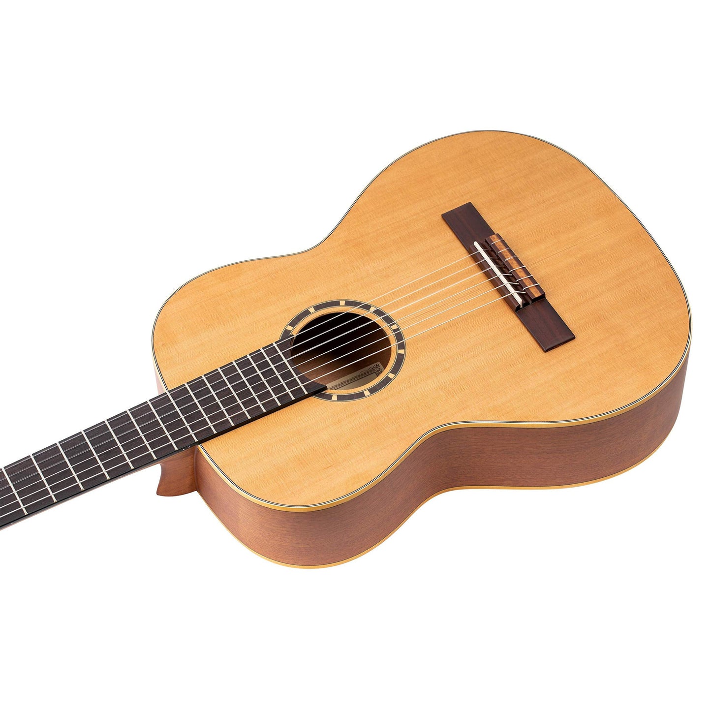 Ortega Guitars 6 String Family Series 7/8 Size Nylon Classical Guitar w/Bag, Right, Cedar Top-Natural-Satin, (R122-7/8)