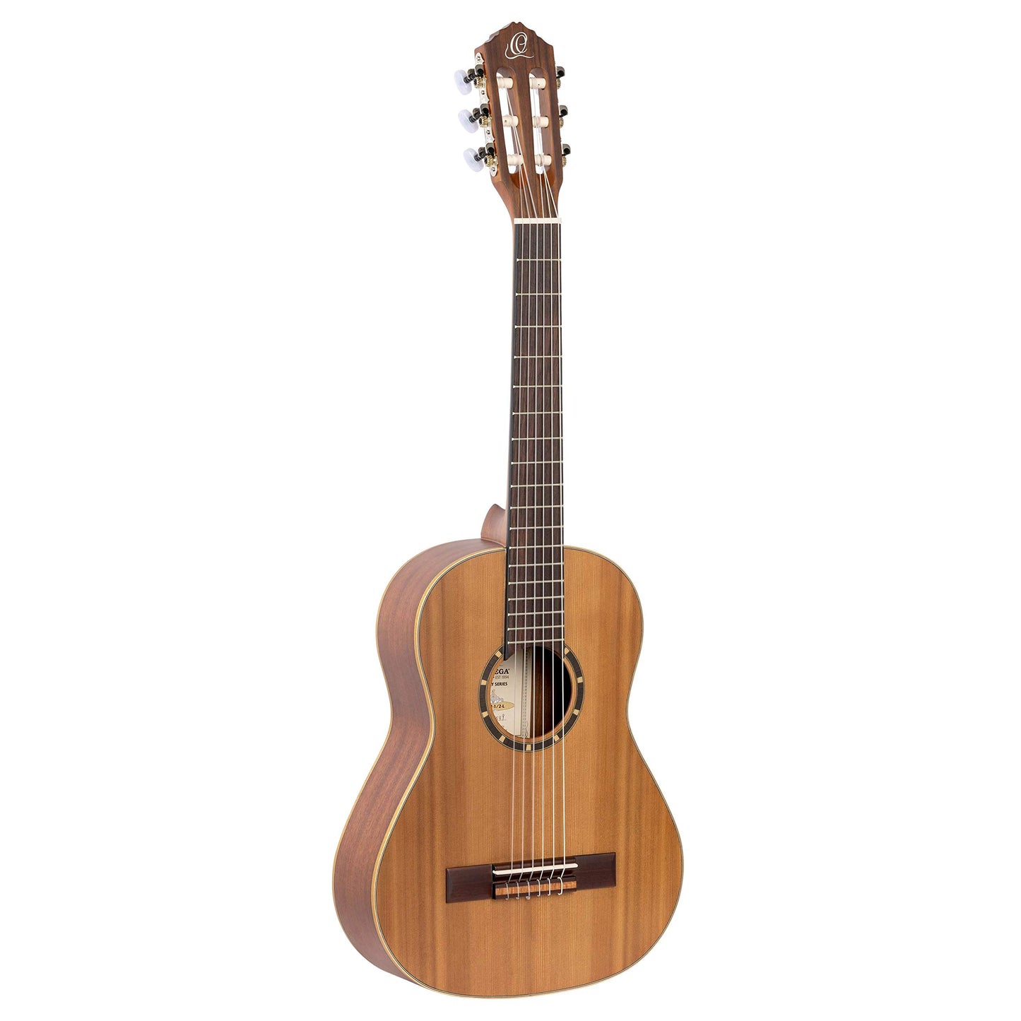 Ortega Guitars 6 String Family Series 1/2 Size Left-Handed Nylon Classical Guitar w/Bag, Cedar Top-Natural-Satin, (R122-1/2-L)