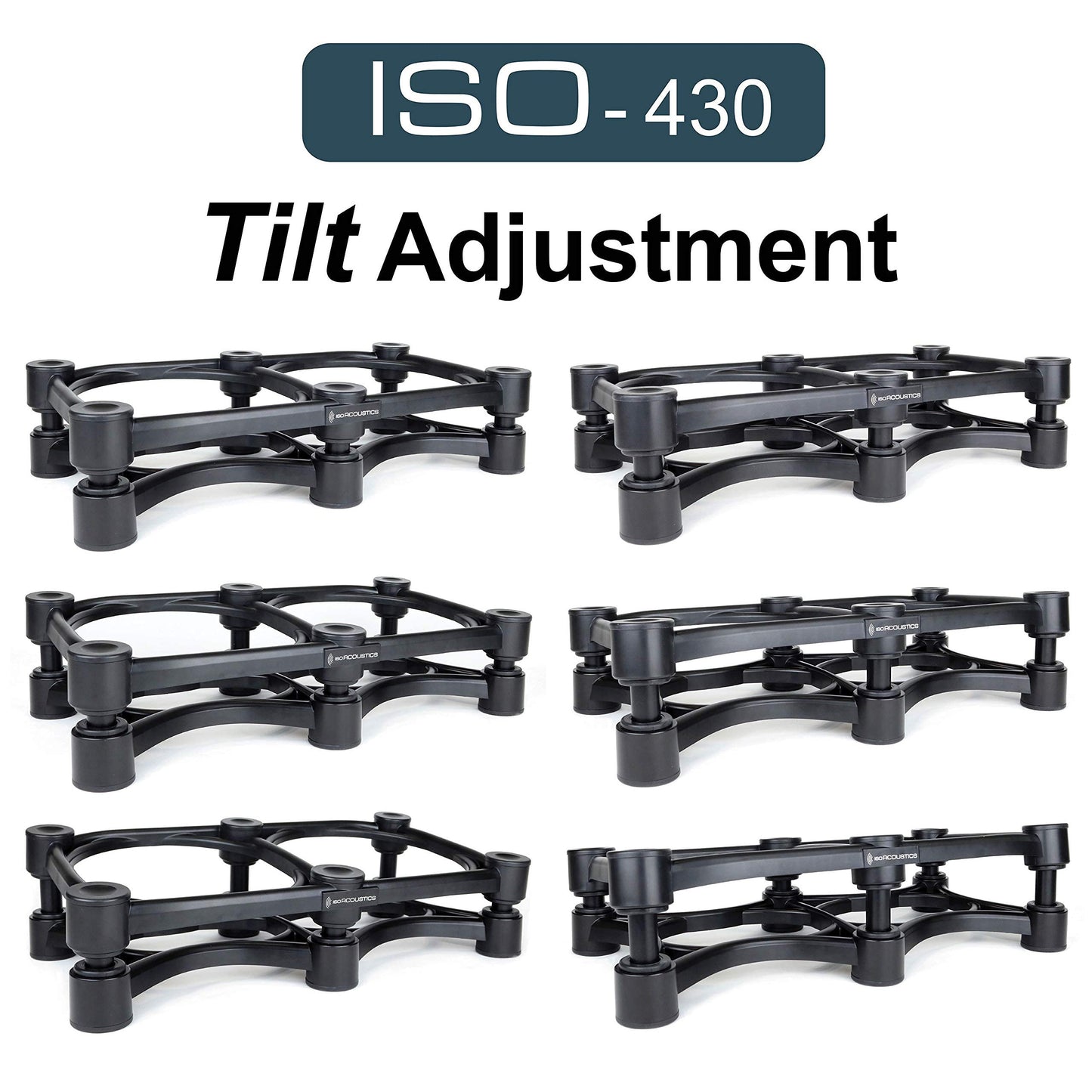 IsoAcoustics Iso-Stand Series Speaker Isolation Stands with Tilt Adjustment: Iso-430 (17" x 9") Single