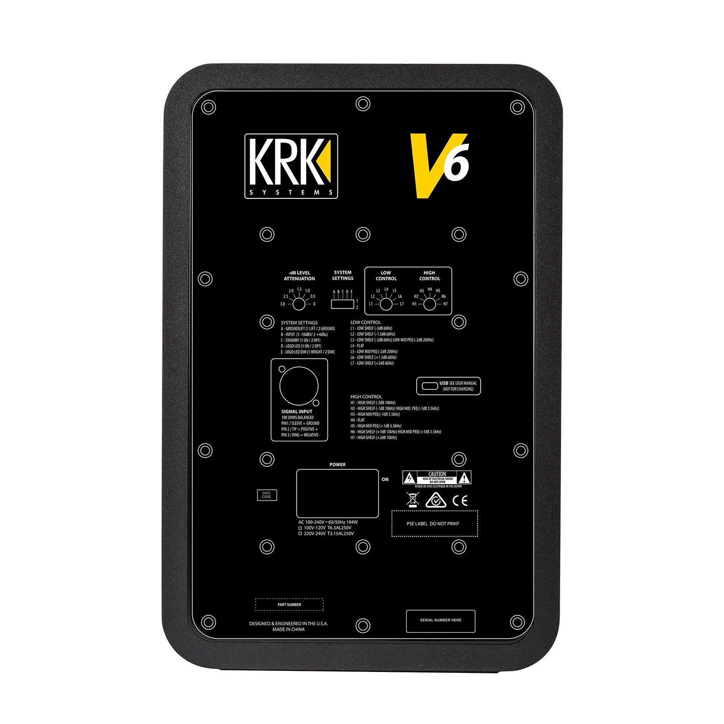 KRK V6 Series 4 6" 2-Way Powered Studio Reference Monitor, Black