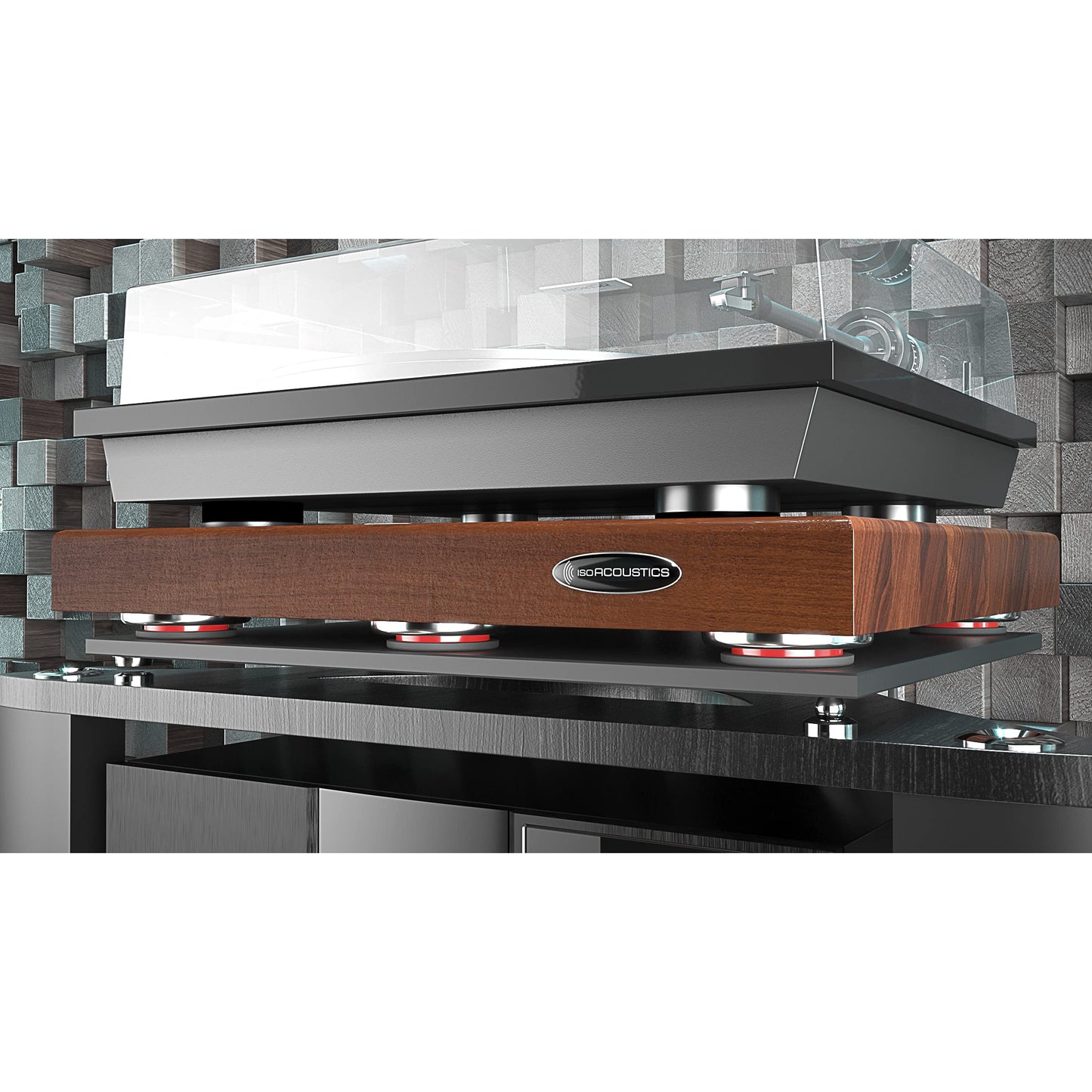 IsoAcoustics Delos Turntable Isolation Butcher Block Series: 2216W2 (22" W x 16" D x 3" H) Walnut