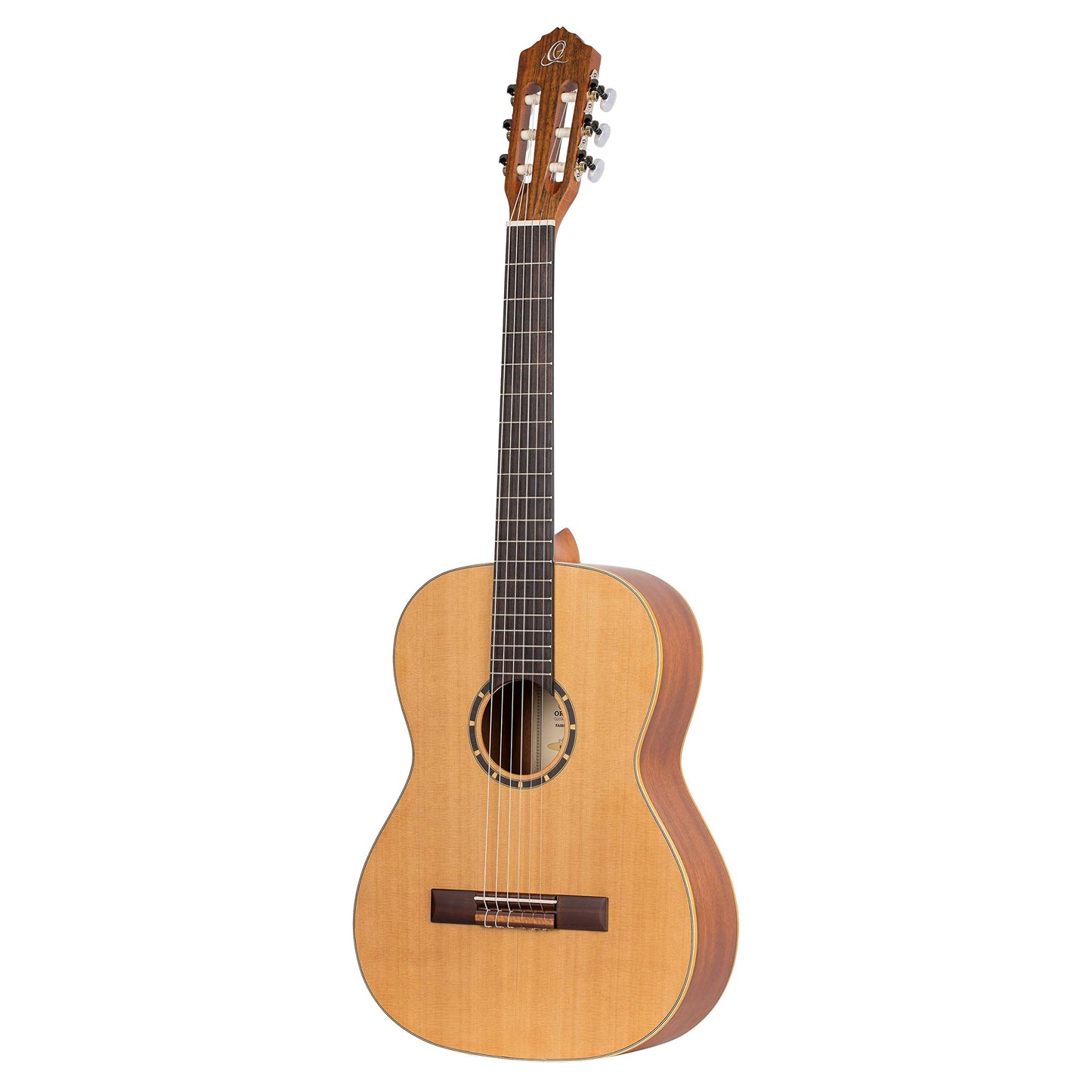 Ortega Guitars 6 String Family Series 7/8 Size Nylon Classical Guitar w/Bag, Right, Cedar Top-Natural-Satin, (R122-7/8)