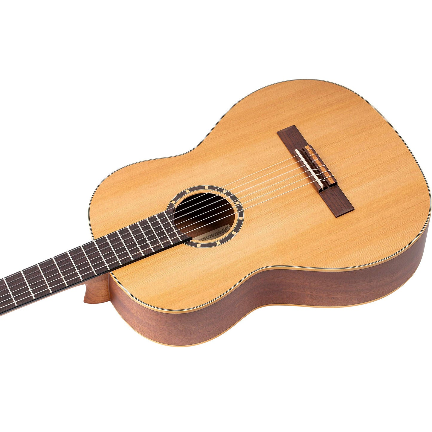 Ortega Guitars 6 Family Series Size Nylon String Classical Guitar w/Bag, Right, Cedar Top-Natural-Satin, Full - Slim Neck (R122SN)