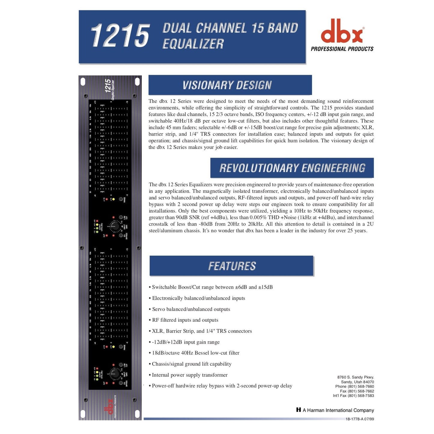 dbx 1215 Dual-Channel, 15-Band Graphic Equalizer