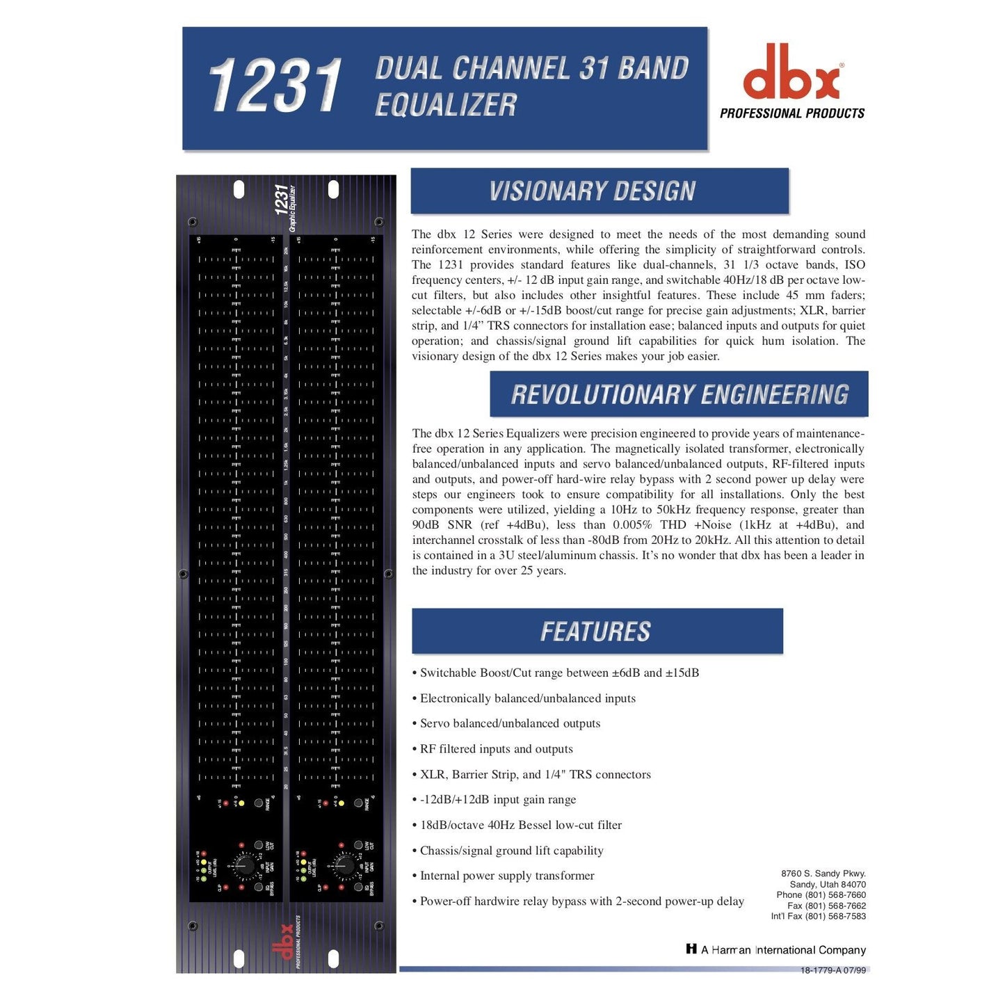 dbx 1231 Dual-Channel, 31-Band Graphic Equalizer, Black