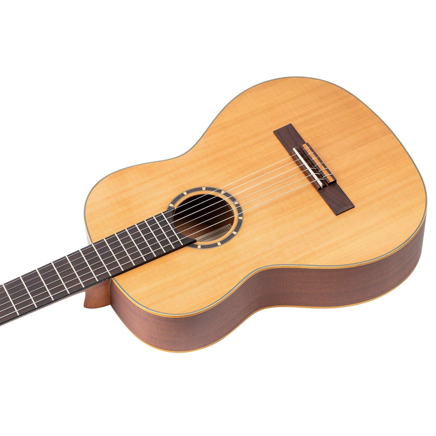 Ortega Guitars 6 String Family Series Full Size Nylon Classical Guitar w/Bag, Right, Cedar Top-Natural-Satin, (R122)