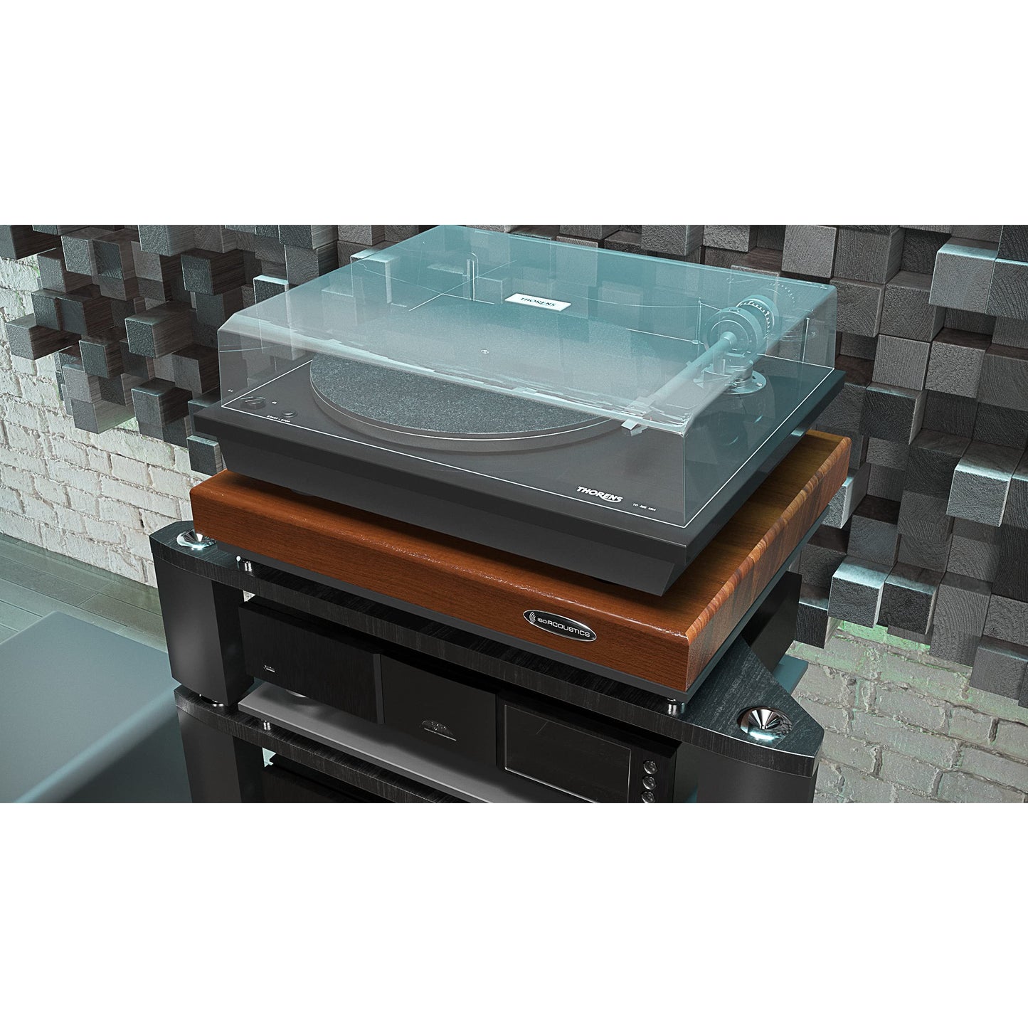 IsoAcoustics Delos Turntable Isolation Butcher Block Series: 2216W1 (22" W x 16" D x 1.75" H) Walnut