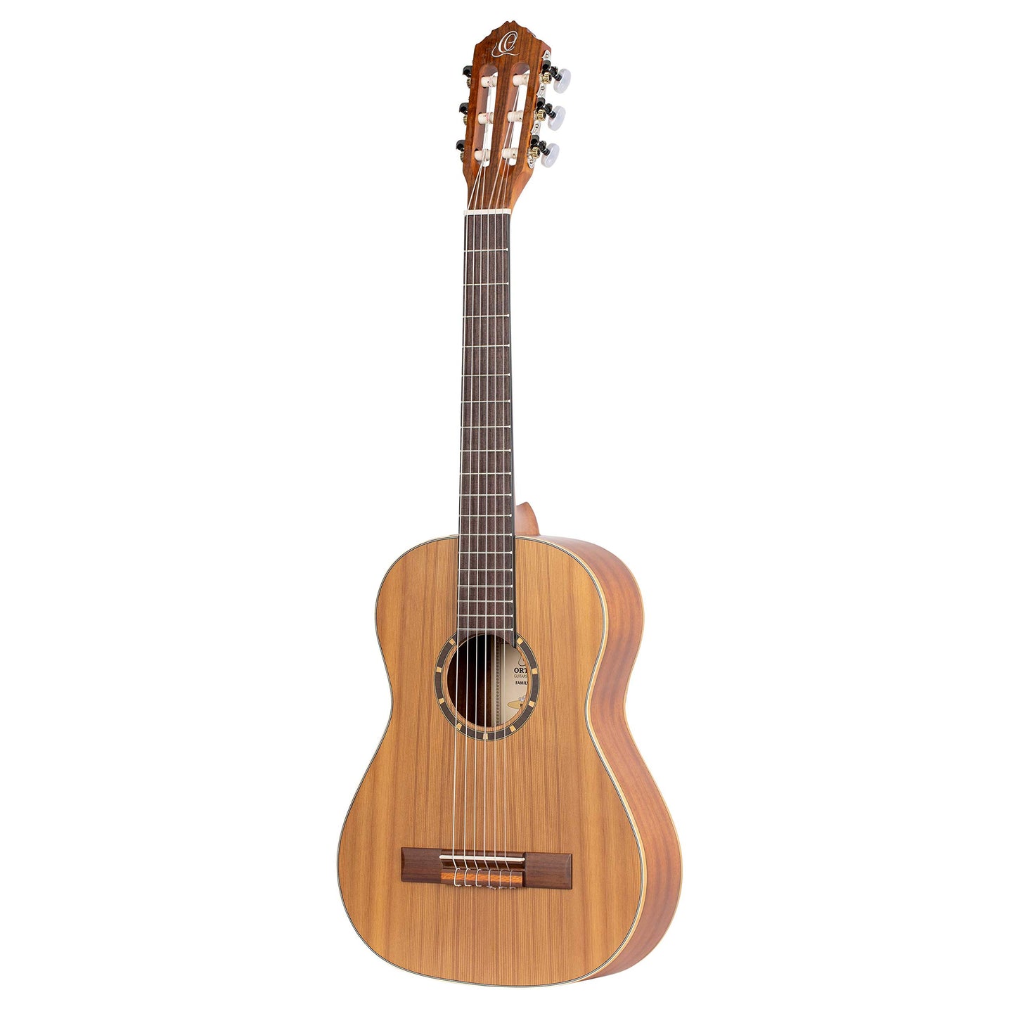 Ortega Guitars 6 String Family Series 1/2 Size Nylon Classical Guitar w/Bag, Right, Cedar Top-Natural-Satin, (R122-1/2)