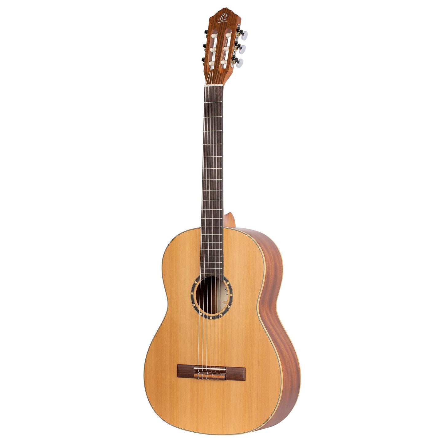 Ortega Guitars 6 Family Series Size Nylon String Classical Guitar w/Bag, Right, Cedar Top-Natural-Satin, Full - Slim Neck (R122SN)