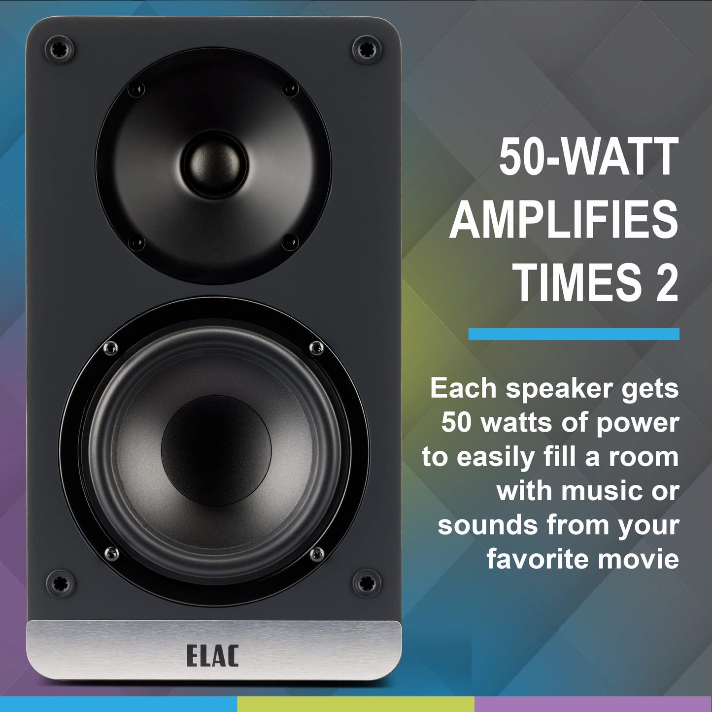 ELAC Debut ConneX 4-1/2" Powered Bookshelf Speakers with HDMI ARC, Pair of Bookshelf Speakers for Home Entertainment System, Black