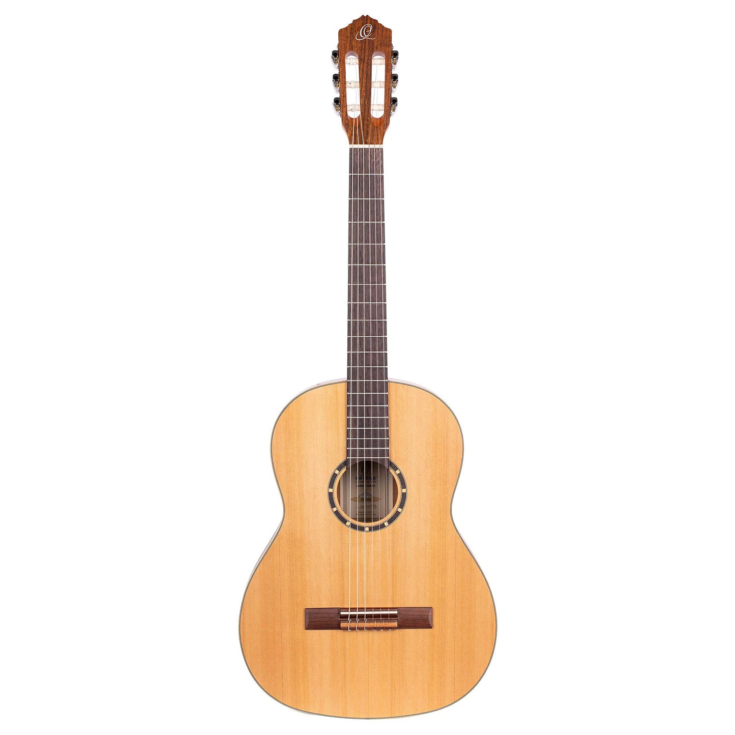 Ortega Guitars 6 Family Series Size Nylon String Classical Guitar w/Bag, Right, Cedar Top-Natural-Satin, Full - Slim Neck (R122SN)