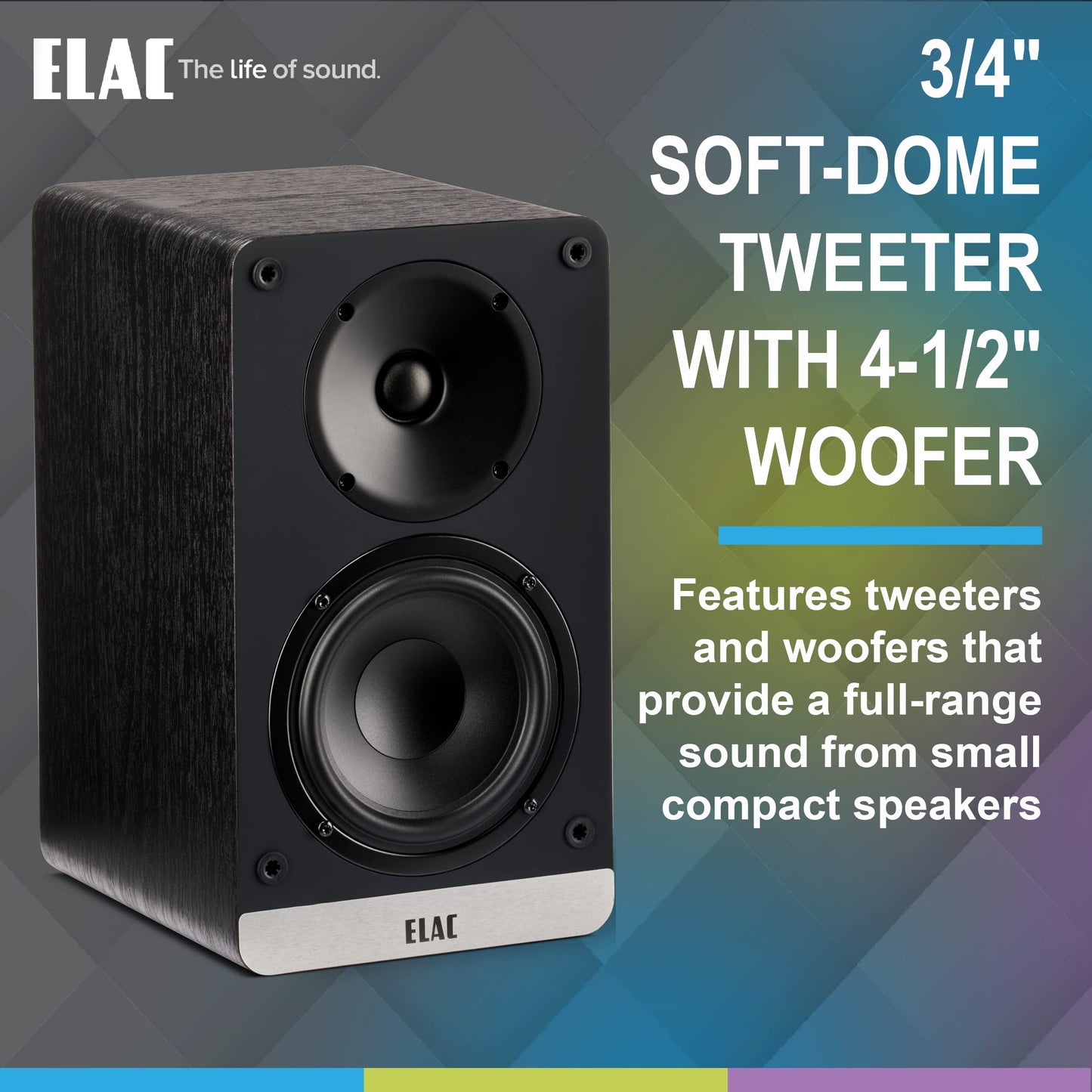 ELAC Debut ConneX 4-1/2" Powered Bookshelf Speakers with HDMI ARC, Pair of Bookshelf Speakers for Home Entertainment System, Black