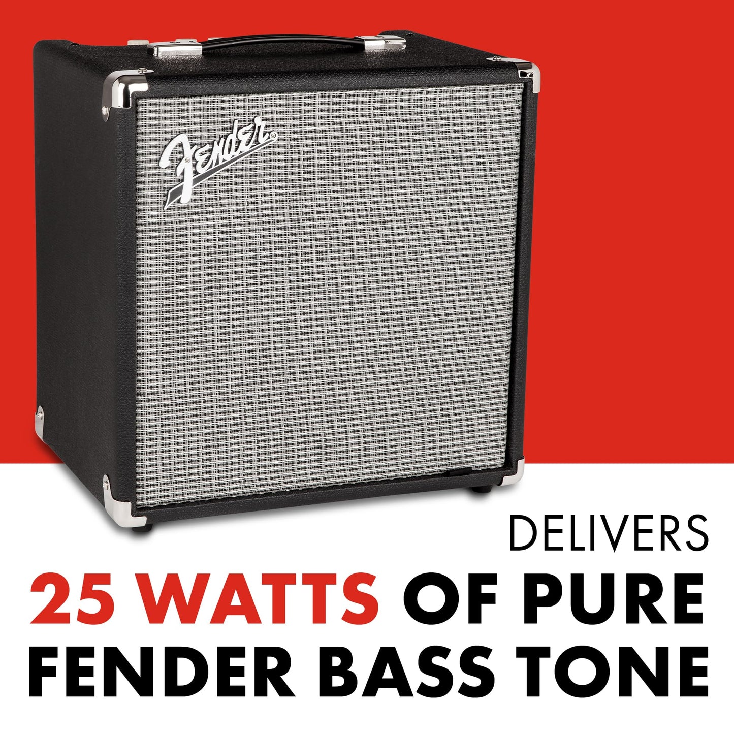 Fender Rumble 25 V3 Bass Amp for Bass Guitar, Bass Combo, 25 Watts, with 2-Year Warranty 8 Inch Speaker, with Overdrive Circuit and Mid-Scoop Contour Switch