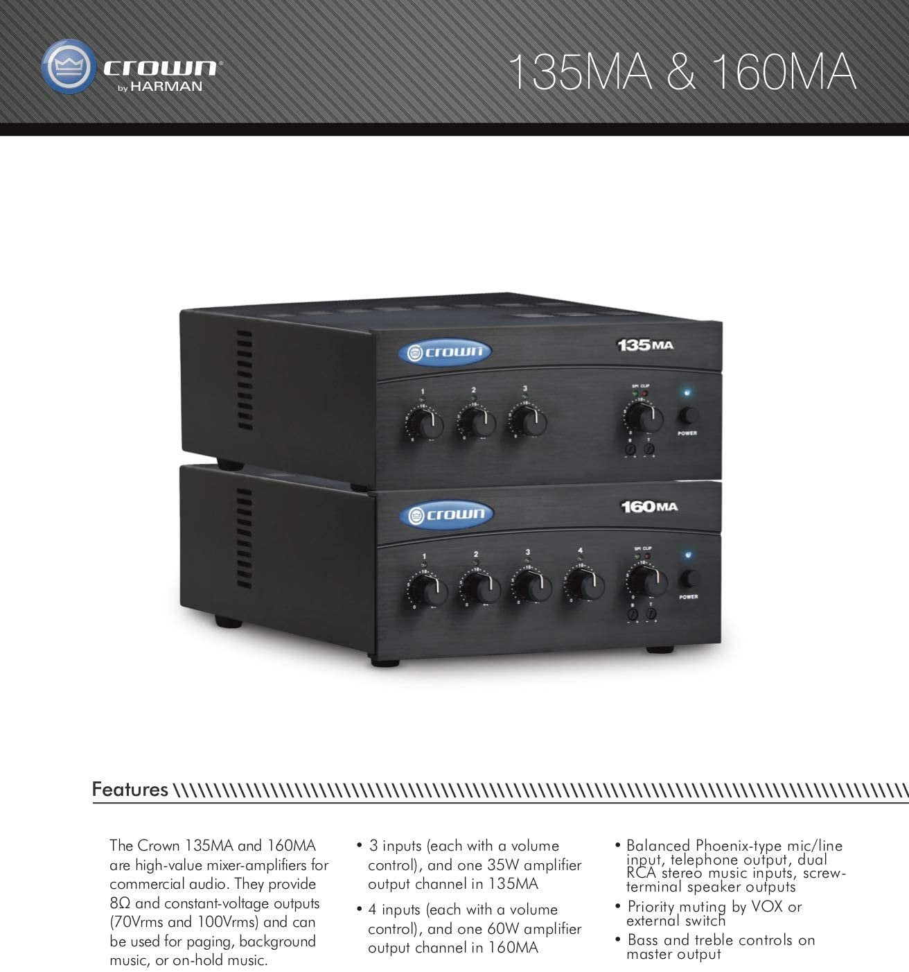 Crown 160MA Four-input Mixer/Amplifier