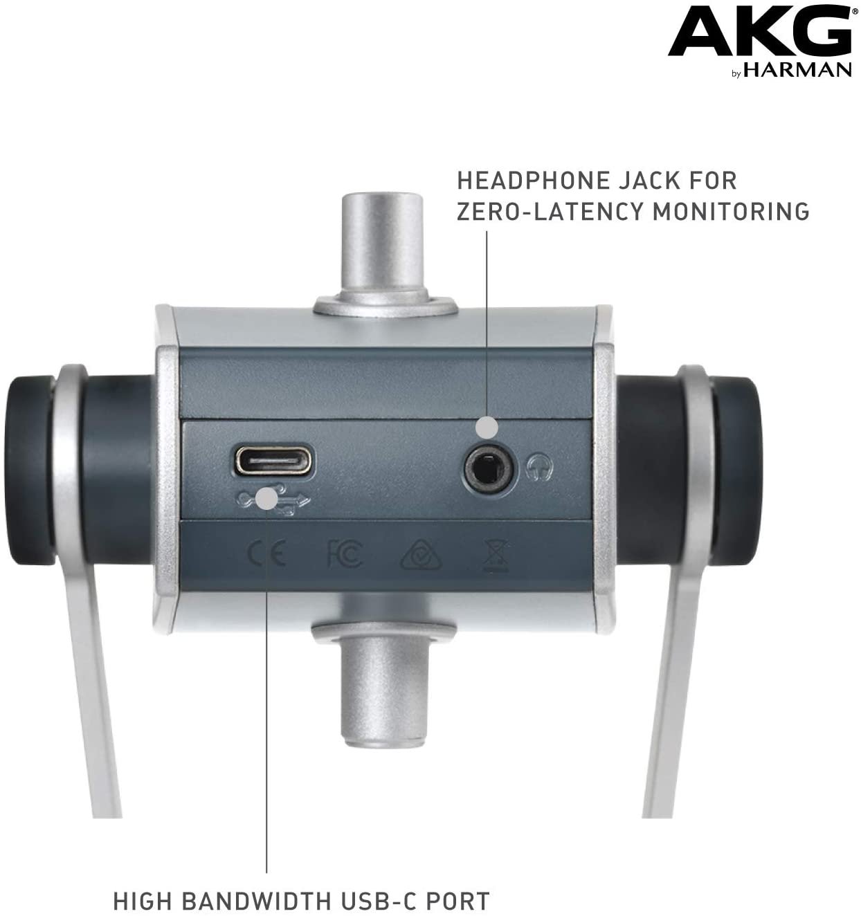 AKG Pro Audio Lyra Ultra-HD, Four Capsule, Multi-Capture Mode, USB-C Condenser Microphone for Recording and Streaming