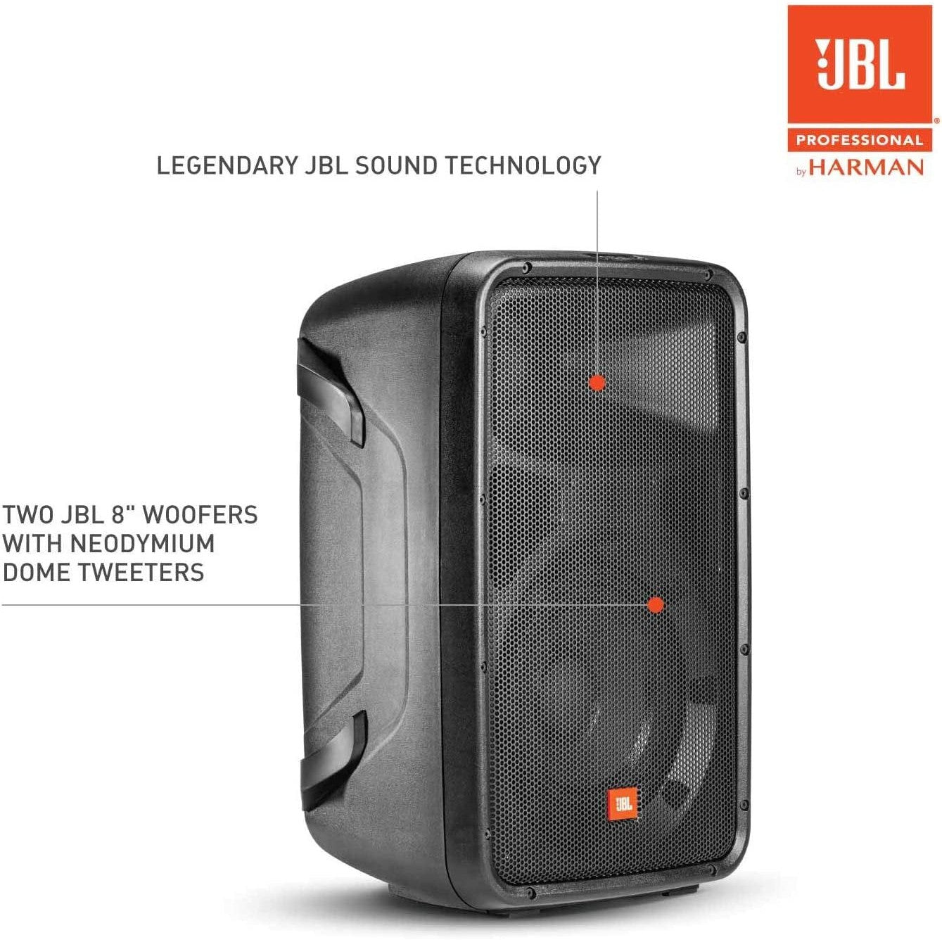 OPEN BOX - JBL Professional EON208P Portable All-in-One 2-way PA System with 8-Channel Mixer and Bluetooth