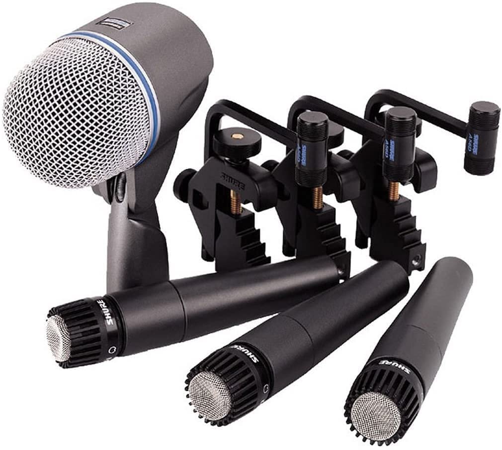 Shure Drum Microphone Kit for Performing and Recording Drummers, Conveniently Packaged Selection of Mics and Mounts with Options for Kick Drum, Snare Drum, Rack Toms, Floor Toms and Congas (DMK57-52)
