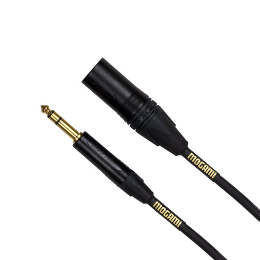 Mogami Gold TRS-XLRM Balanced Audio Adapter Cable, 1/4" TRS Male Plug to XLR-Male, Gold Contacts, Straight Connectors