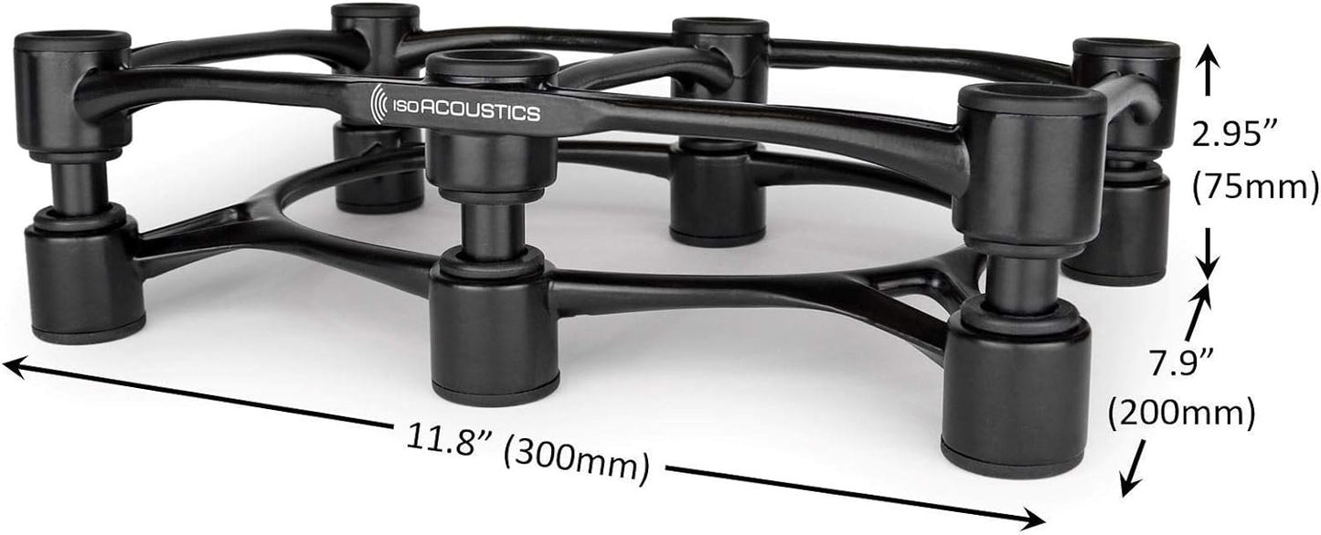 IsoAcoustics Aperta Series Isolation Speaker Stands with Tilt Adjustment: Aperta200 (7.8" x 10") Black Pair