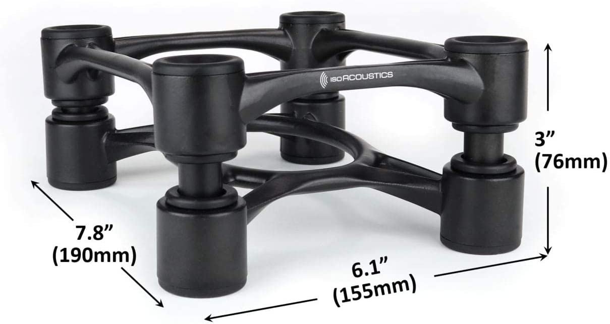IsoAcoustics Aperta Series Isolation Speaker Stands with Tilt Adjustment: Aperta200 (7.8" x 10") Black Pair