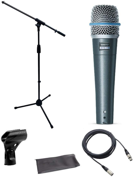 Shure Beta 57a Microphone Bundle with Mic Boom Stand and XLR Cable