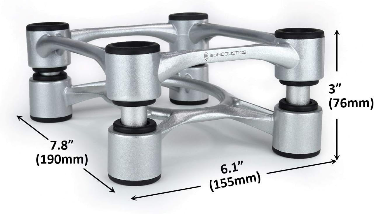 IsoAcoustics Aperta Series Isolation Speaker Stands with Tilt Adjustment: Aperta200 (7.8" x 10") Black Pair