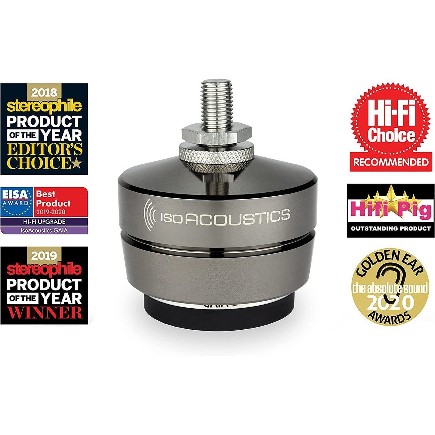 IsoAcoustics Gaia Series Isolation Feet for Speakers & Subwoofers (Gaia III, 70 lb max) – Set of 4