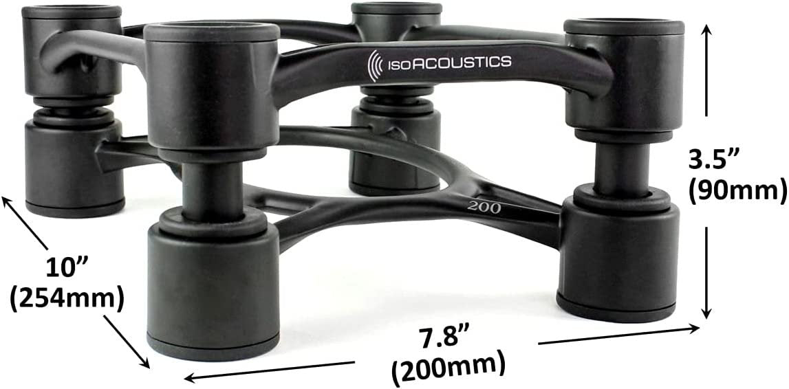 IsoAcoustics Aperta Series Isolation Speaker Stands with Tilt Adjustment: Aperta200 (7.8" x 10") Black Pair