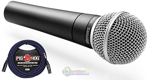 Shure SM58 Cardioid Vocal Microphone & Pig Hog Mic Cable, 20ft XLR - Bundle (Black)