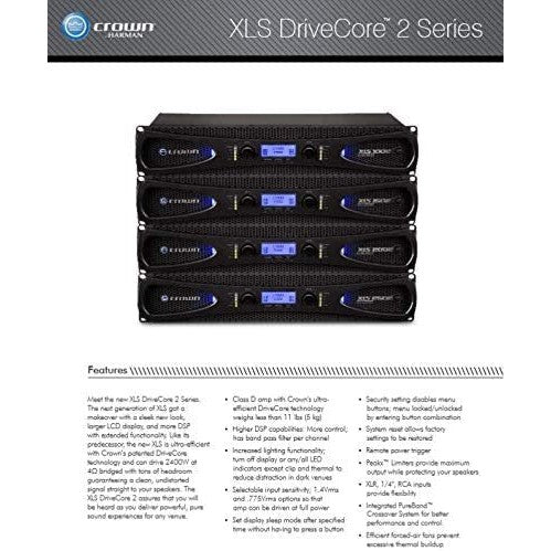 Crown XLS2002 Two-channel, 650-Watt at 4Ω Power Amplifier